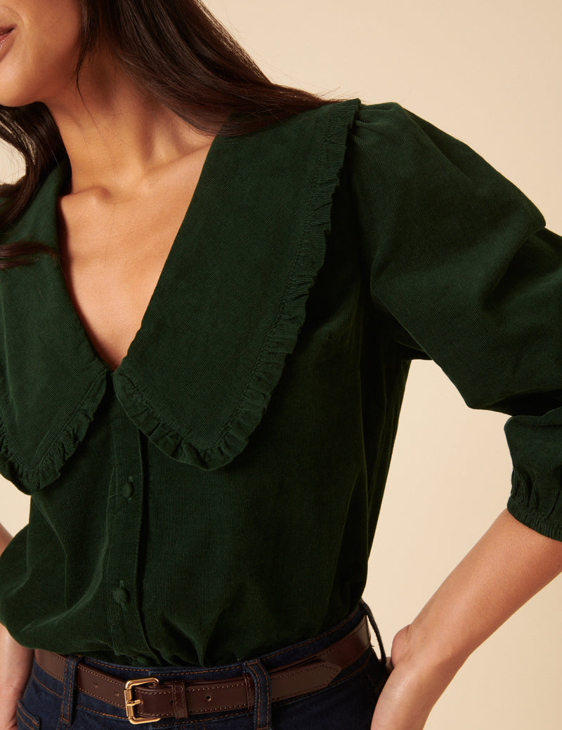 Green Long Sleeve Emmie Cord Blouse