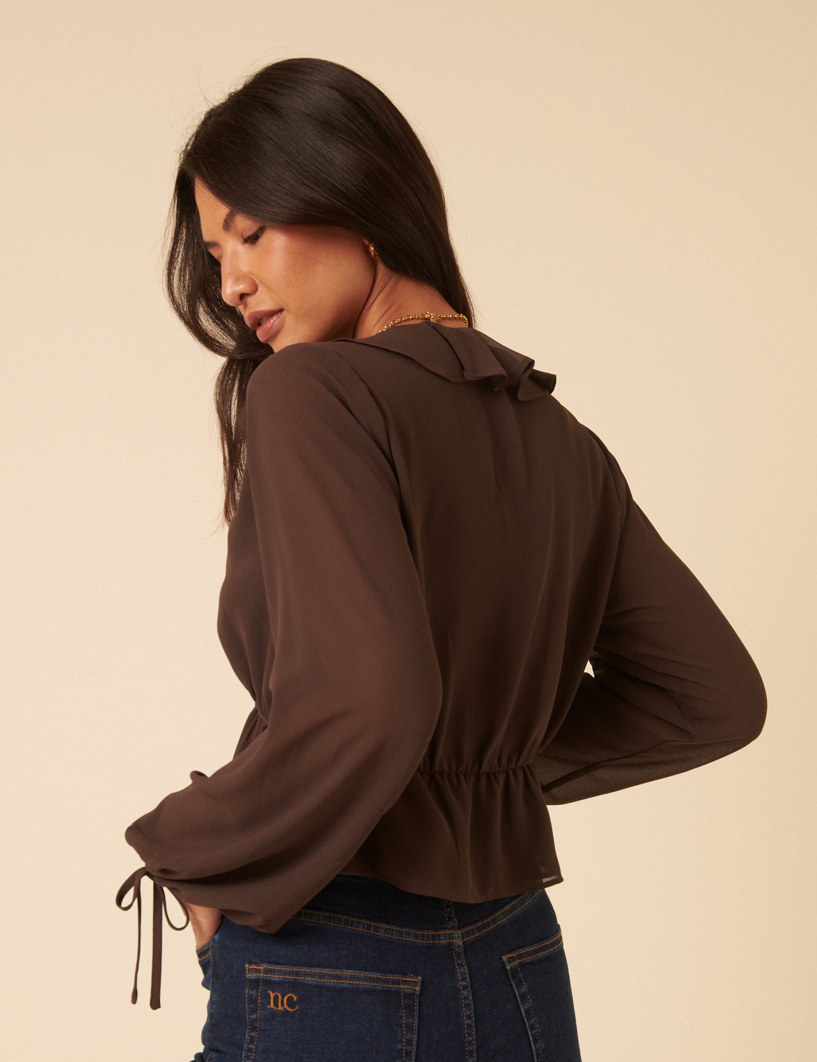Brown Ruffle Long Sleeve Top Brown Ruffle Long Sleeve Top