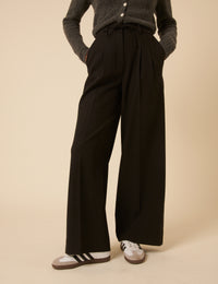 Dark Grey Wide Leg Tailored Trousers