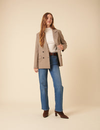 Beige Heritage Check Blazer