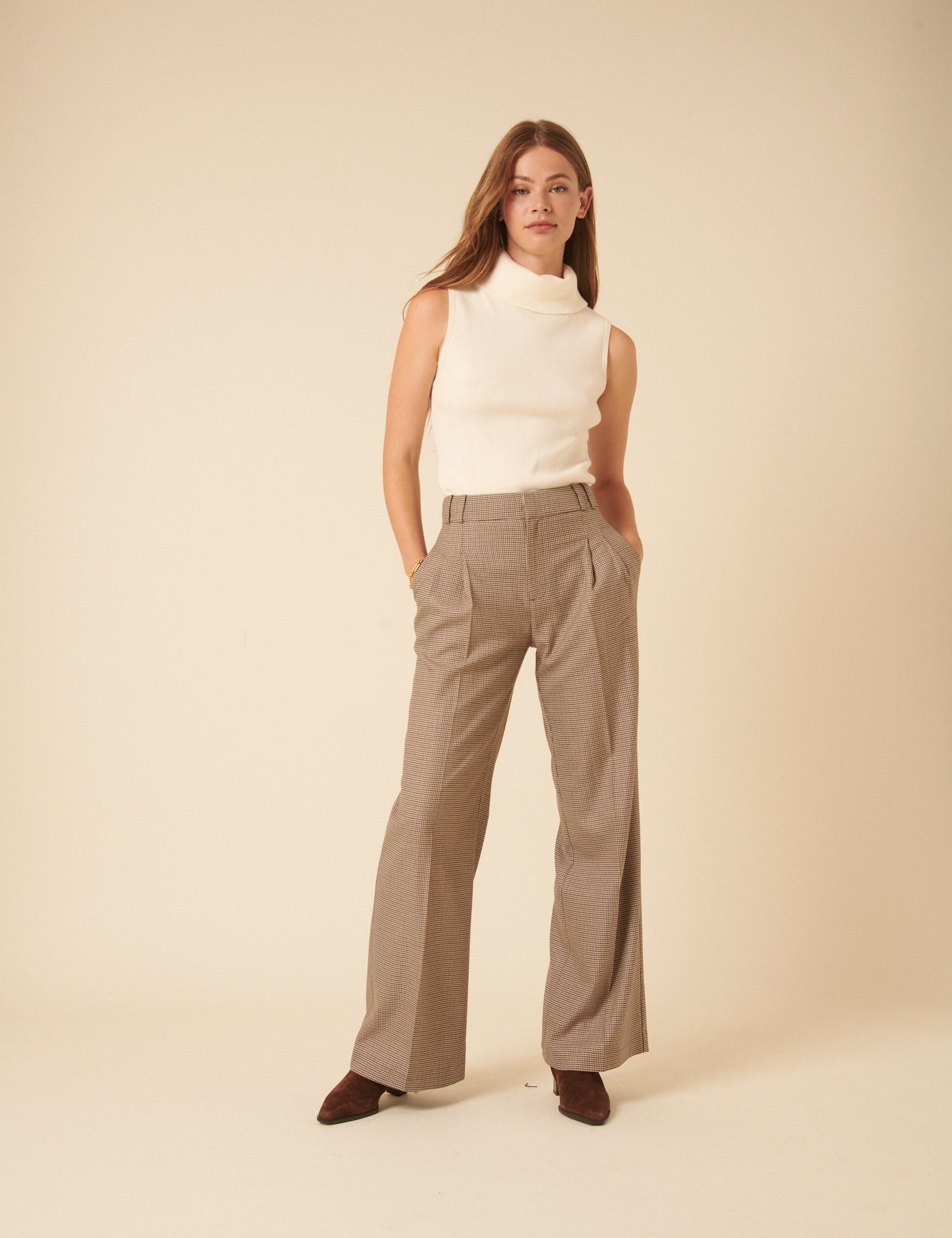 Brown Heritage Check Tailored Trousers