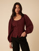 Burgundy Scoop Neck Blouse