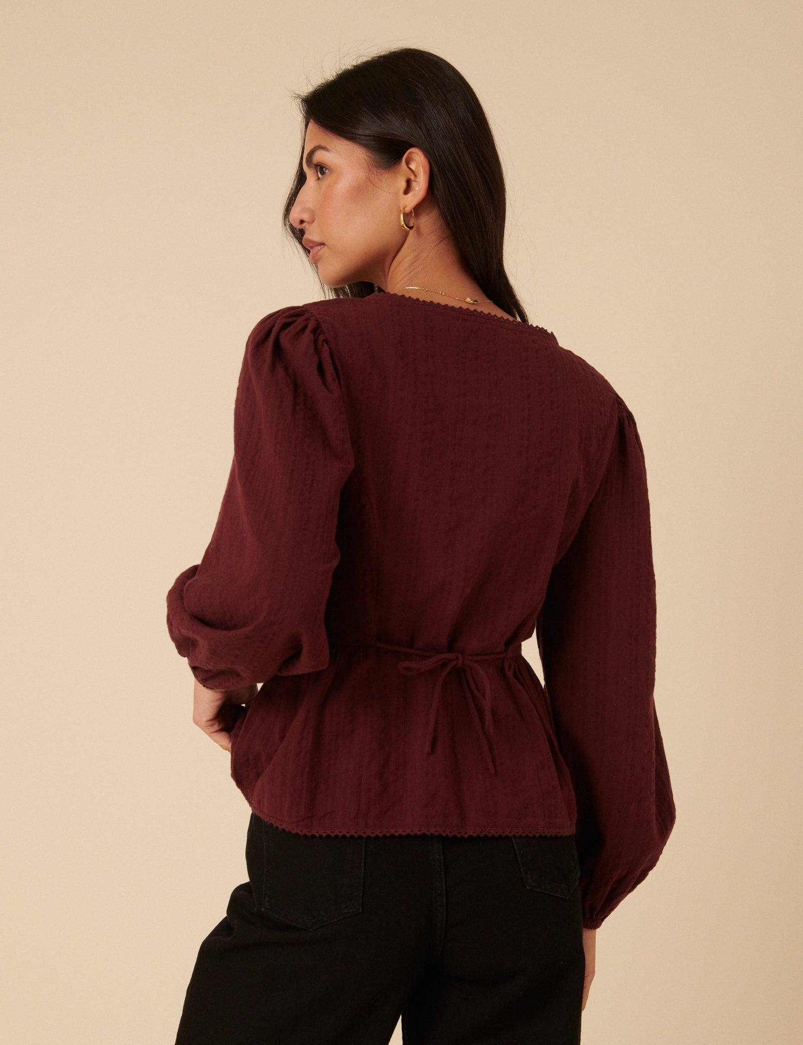 burgundy dress blouse Elegant Burgundy Bow-Tie Blouse