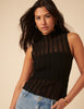 Black Lace High Neck Sleeveless Top