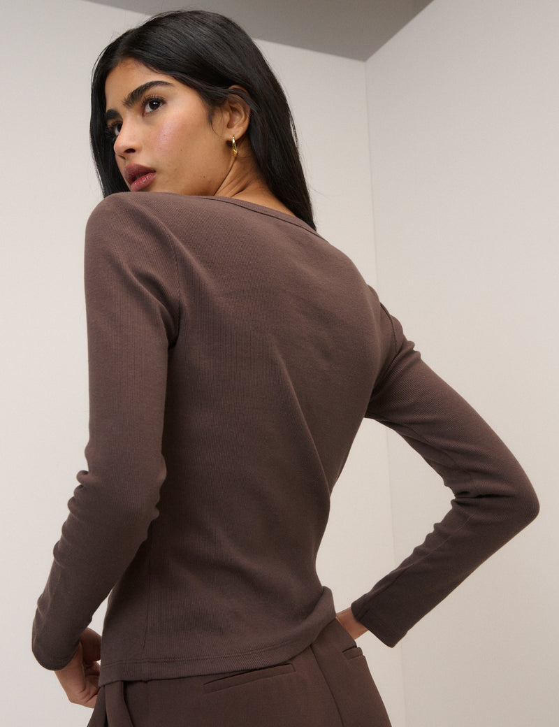 Brown Scoop Neck Top
