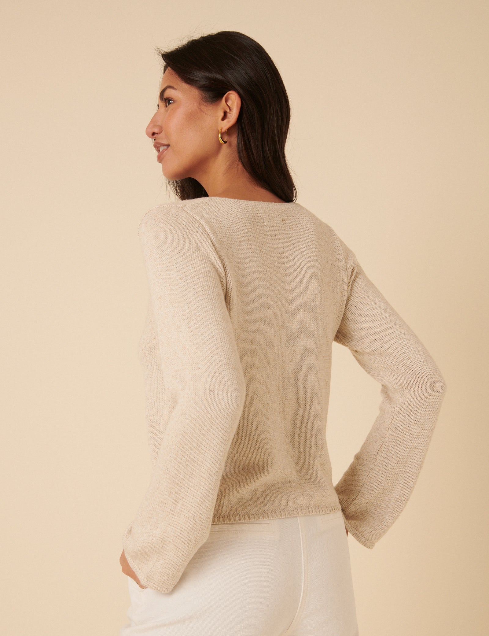 Cream Tie Front Knitted Cardigan