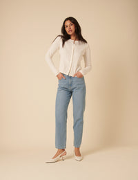 White Pointelle Cardigan