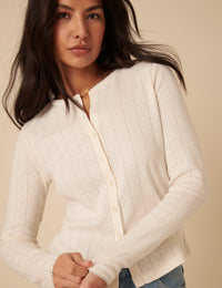White Pointelle Cardigan