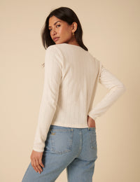 White Pointelle Cardigan