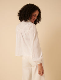 White Balloon Sleeve Blouse