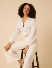 White Balloon Sleeve Blouse