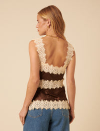 Brown Lace Cami Top