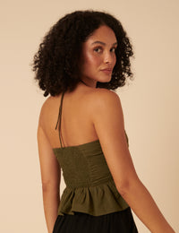 Khaki Halterneck Top