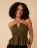 Khaki Halterneck Top