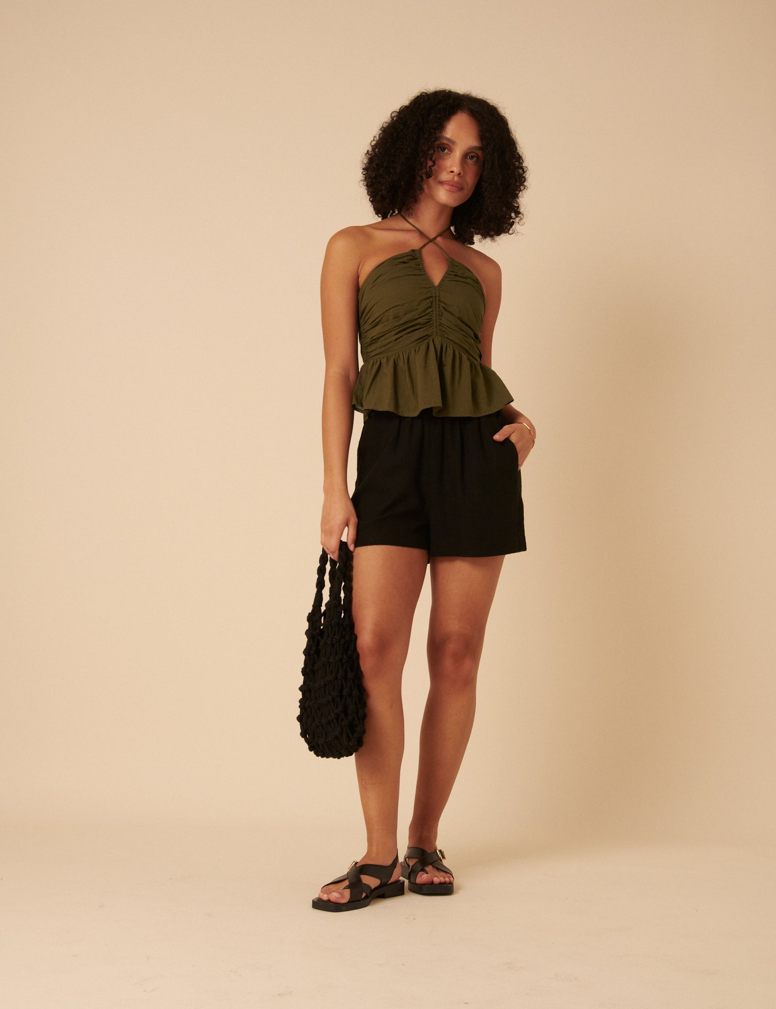 Khaki Halterneck Top
