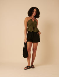 Khaki Halterneck Top
