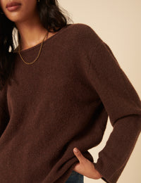 Brown Twist Back Knitted Jumper
