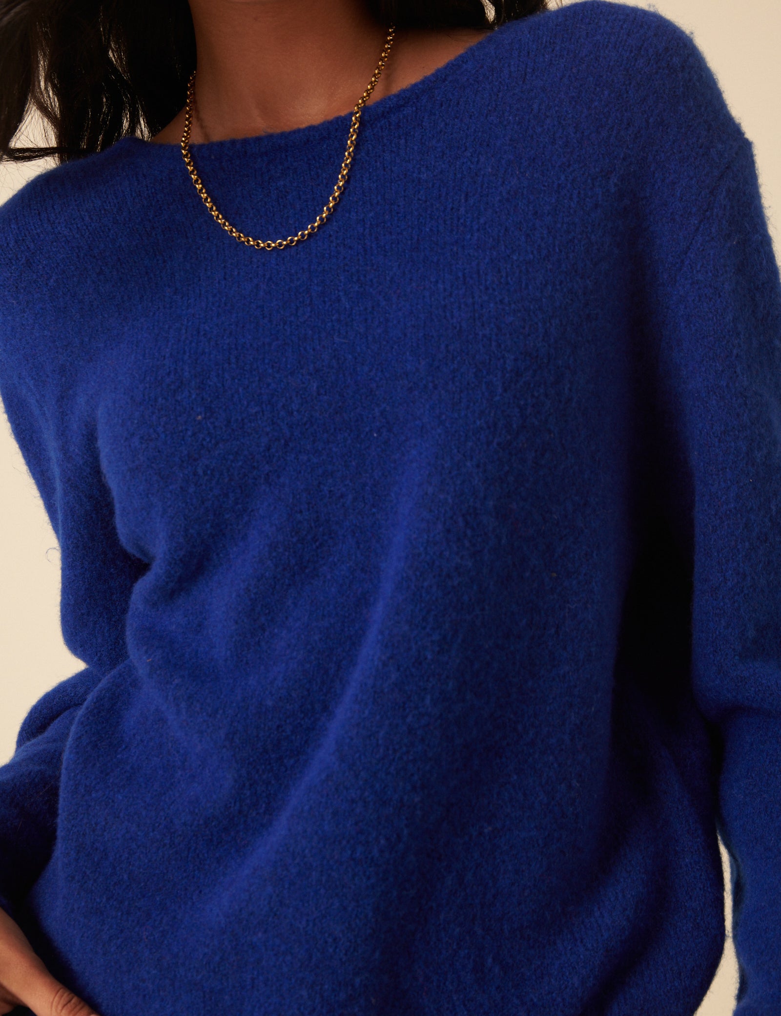 Blue Twist Back Knitted Jumper