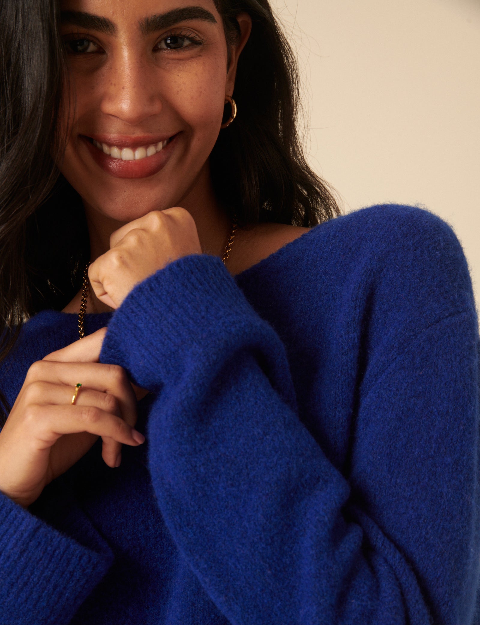 Blue Twist Back Knitted Jumper