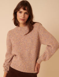 Soft Pink Multi Stitch Chunky Jumper