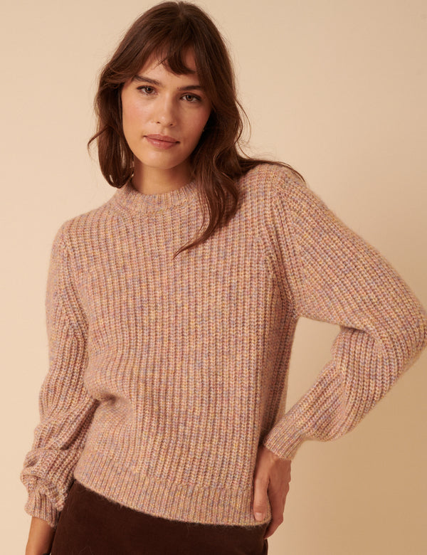 Soft Pink Multi Stitch Chunky Jumper