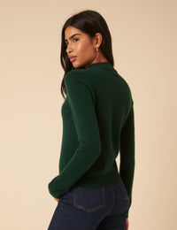 Forest Green Cashmere Funnel Neck Jumper