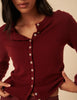 Burgundy Cashmere Crew Neck Cardigan