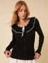 Black Ruffle Collar Ruffle Collar Knitted Top