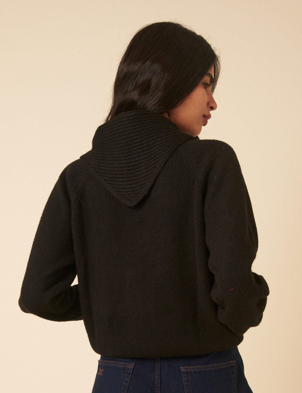 Black Scarf Neck Cardigan