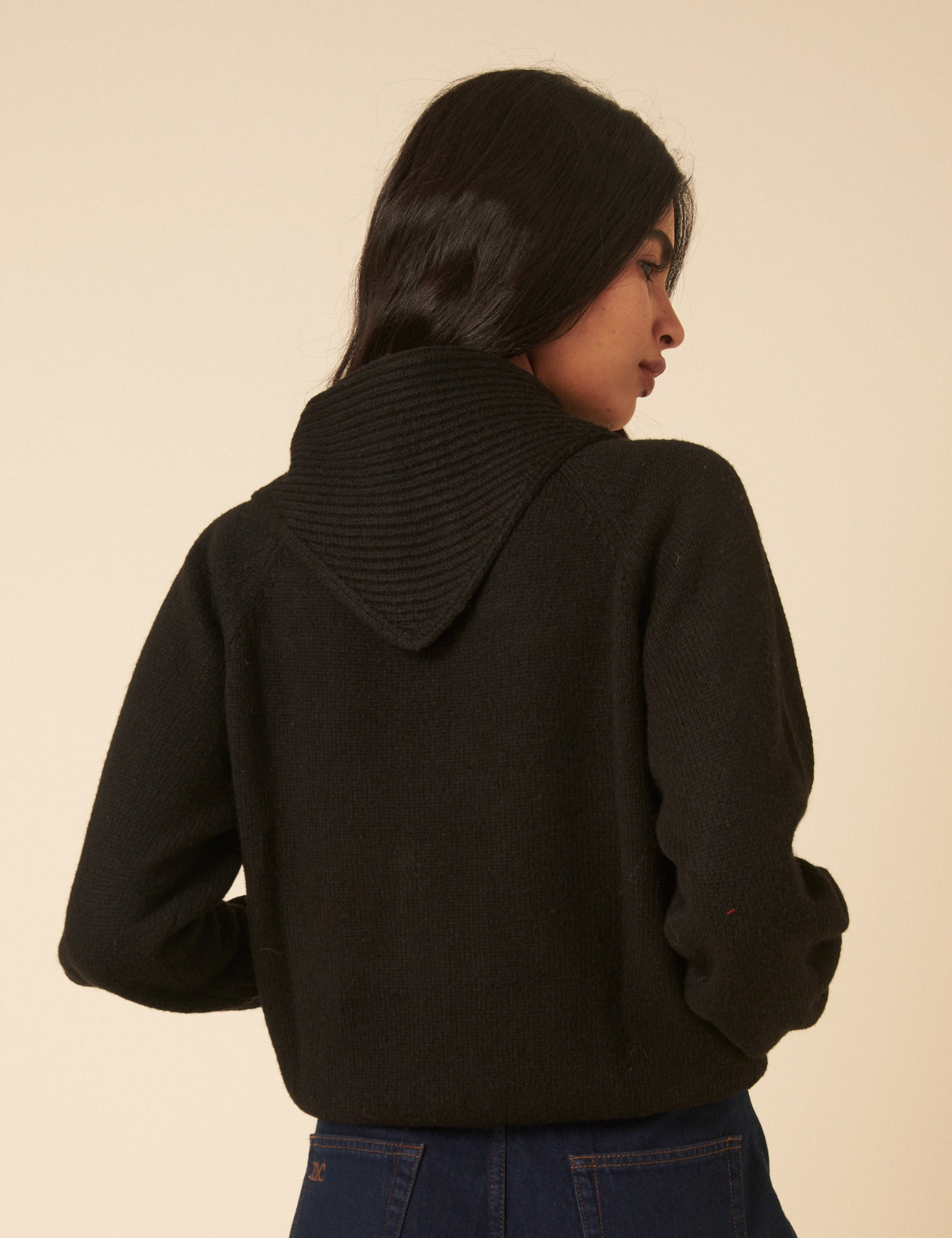 Black Scarf Neck Cardigan