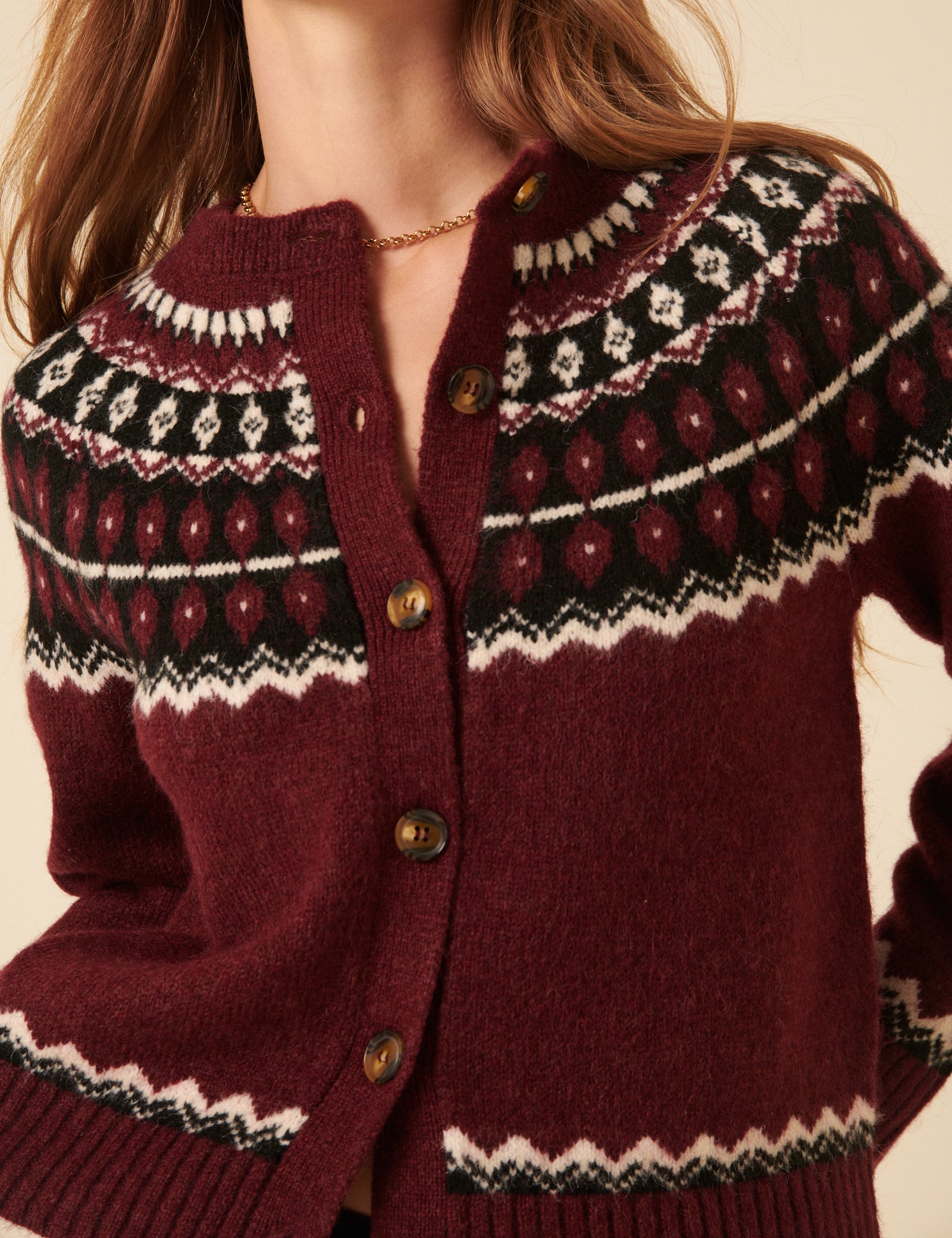 Burgundy Fair Isle Jumper