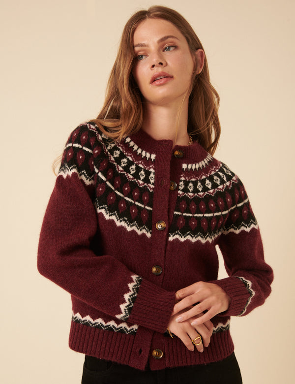 Burgundy Fair Isle Jumper
