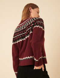 Burgundy Fair Isle Jumper