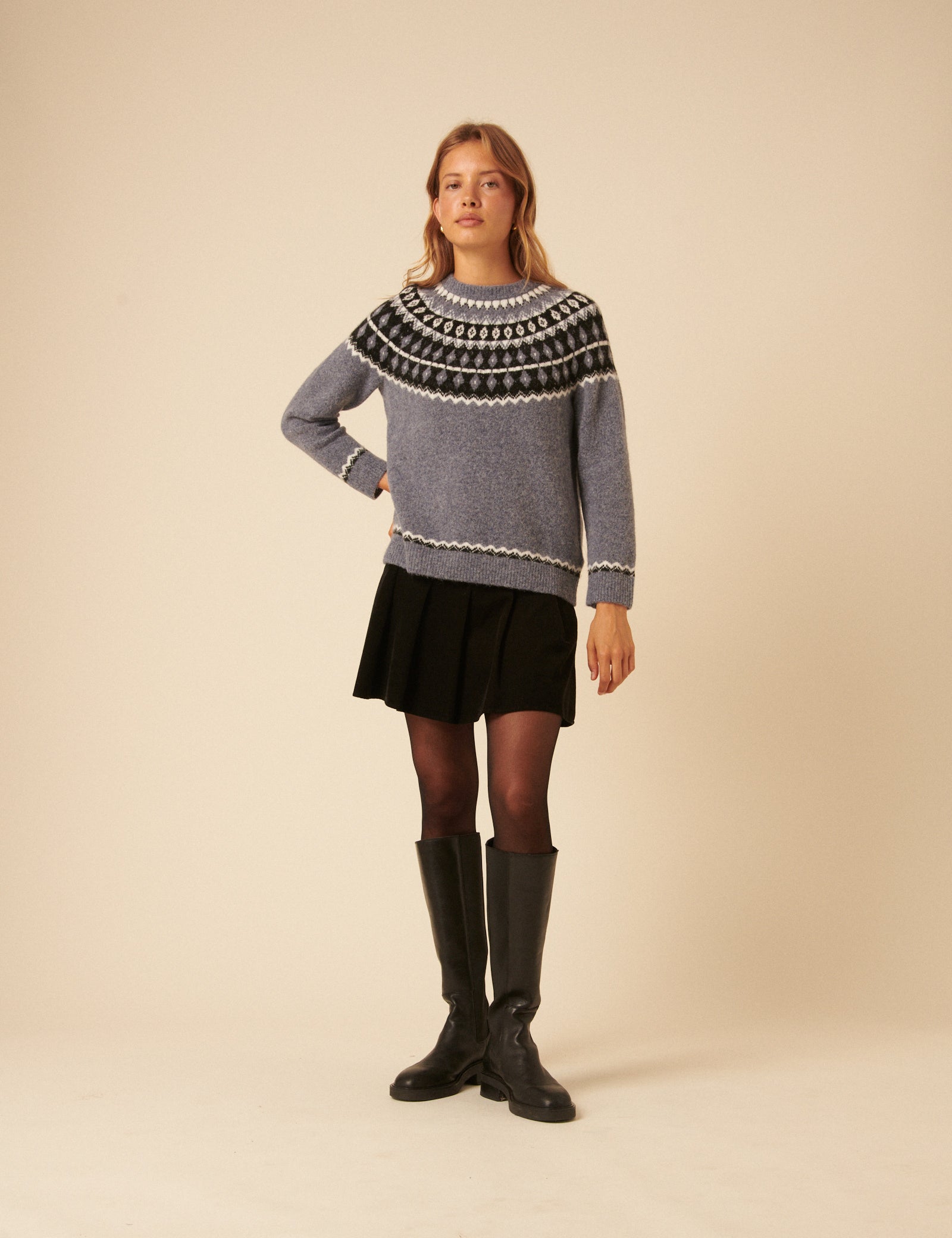 Blue Fair Isle Knitted Jumper