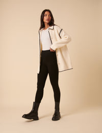 White Whipstitch Longline Cardigan