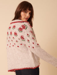 Light Grey Floral Collared Cardigan