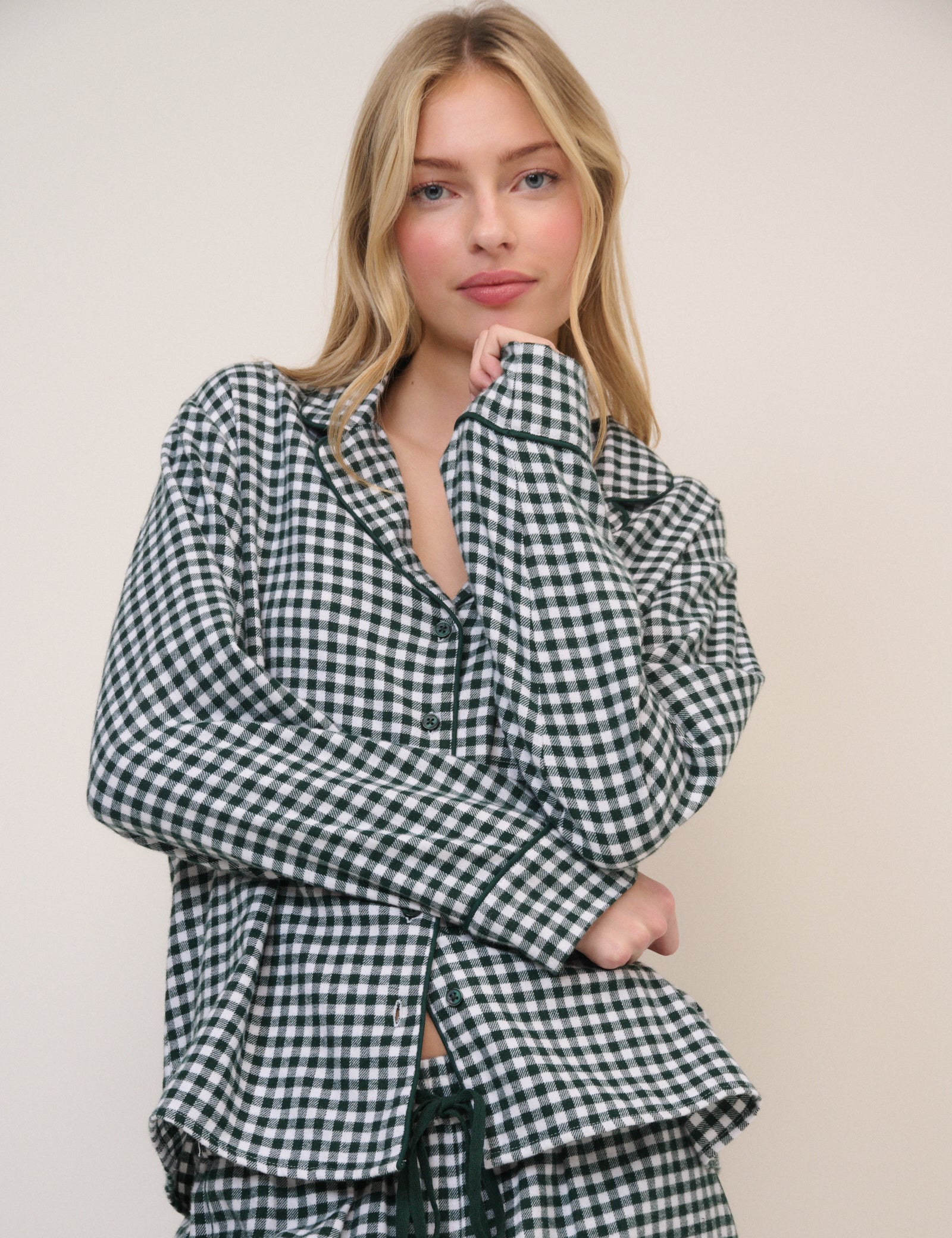 Forest Green Check Pyjama Top