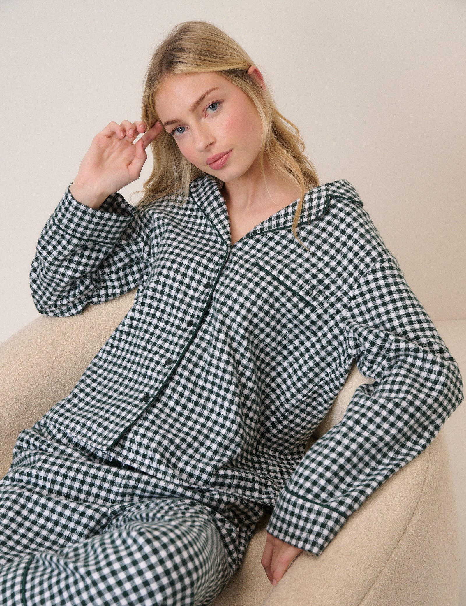 Forest Green Check Pyjama Top