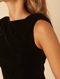 Black Velvet Peplum Bow Top