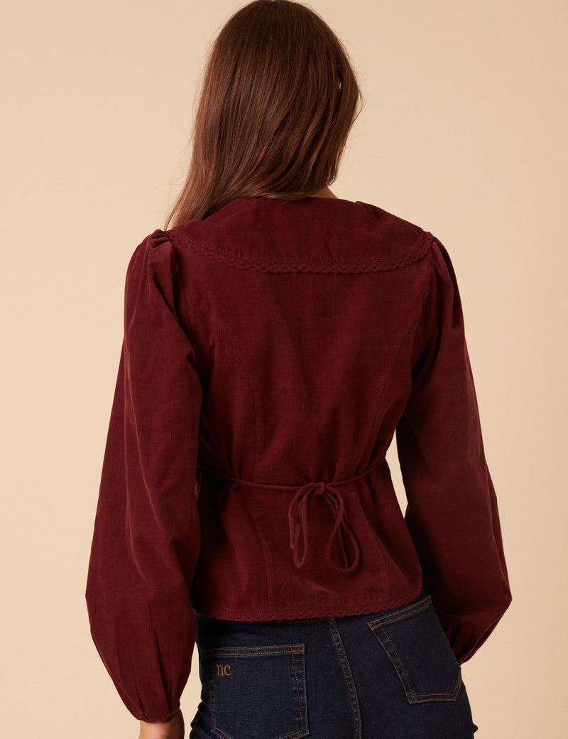 Burgundy Peter Pan Collar Blouse