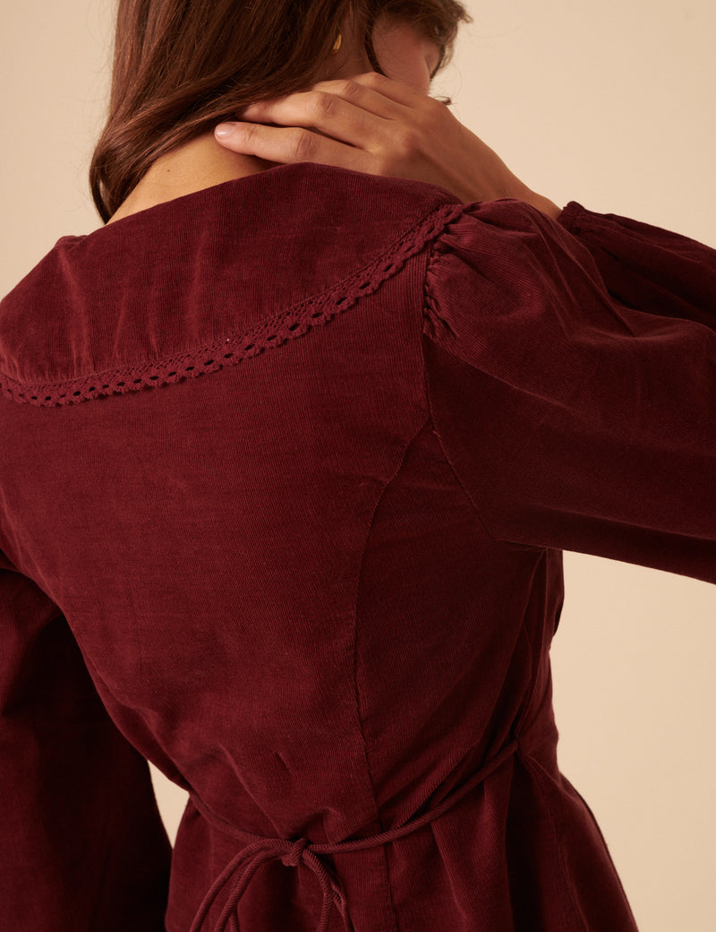 Burgundy Peter Pan Collar Blouse