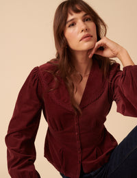 Burgundy Peter Pan Collar Blouse