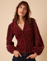 Burgundy Peter Pan Collar Blouse