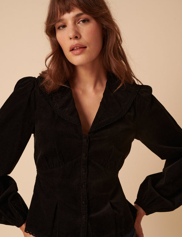 Black Cord Collared Blouse