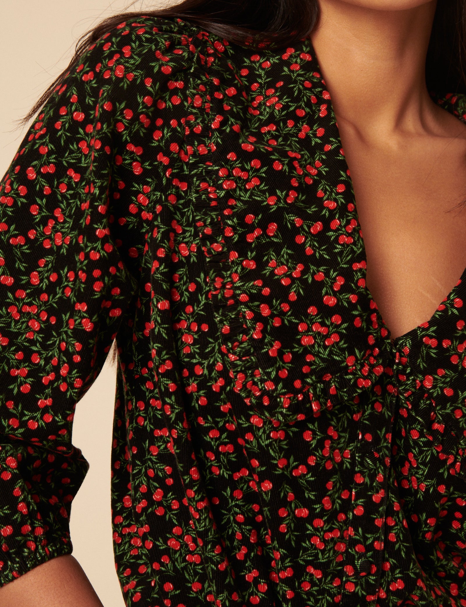 Black Cherry Print Cord Emmie Blouse