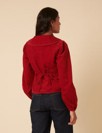 Red Cord Collared Blouse