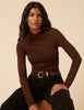 Brown Ruched Long Sleeve Top