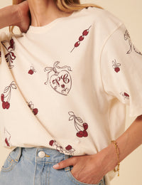 Cream Charm Print Graphic T-Shirt