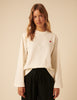 White Wide Long Sleeve Heart T-Shirt