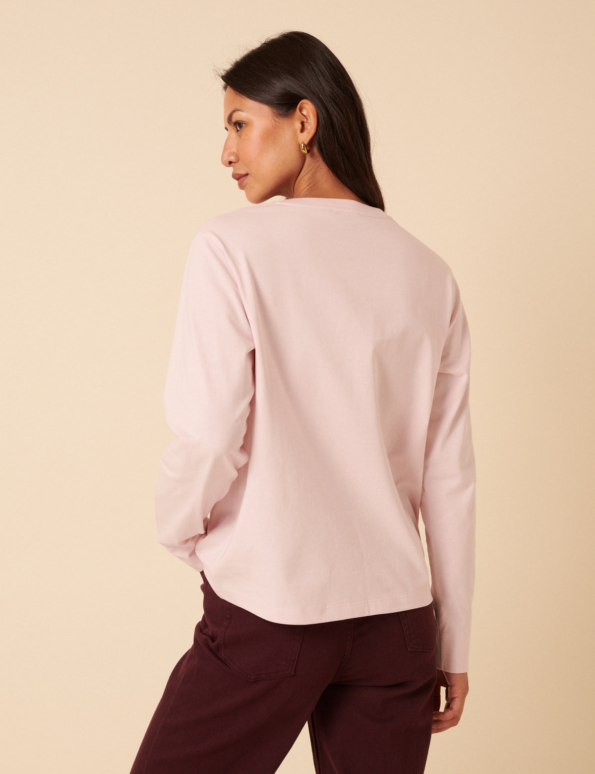 Pink Wide Long Sleeve Bow T-Shirt